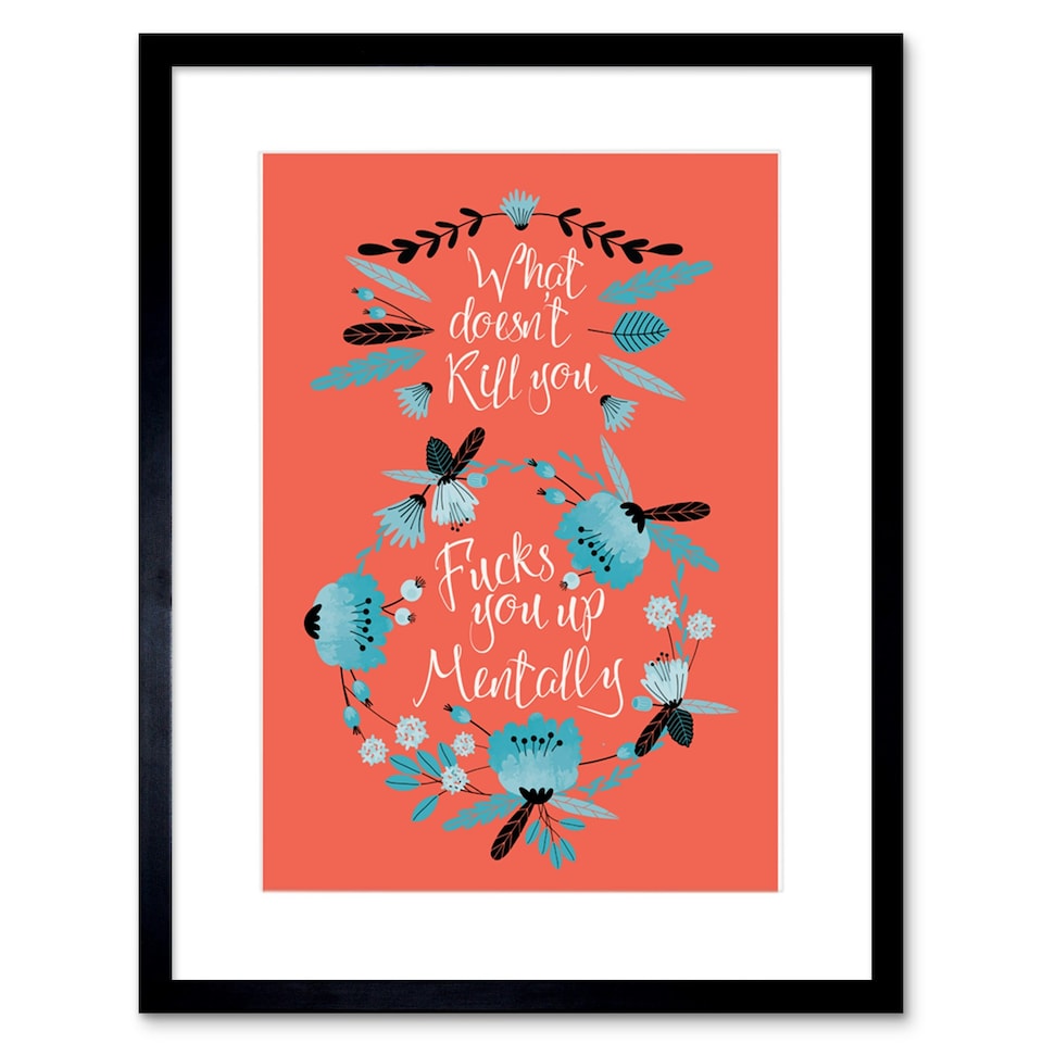 image 1 of What Does not Kill You Funny Orange 9x7" Black Framed Wall Art Print