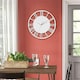image 3 of Living and Home Silent Round Wood Wall Clock Roman Numeral - White