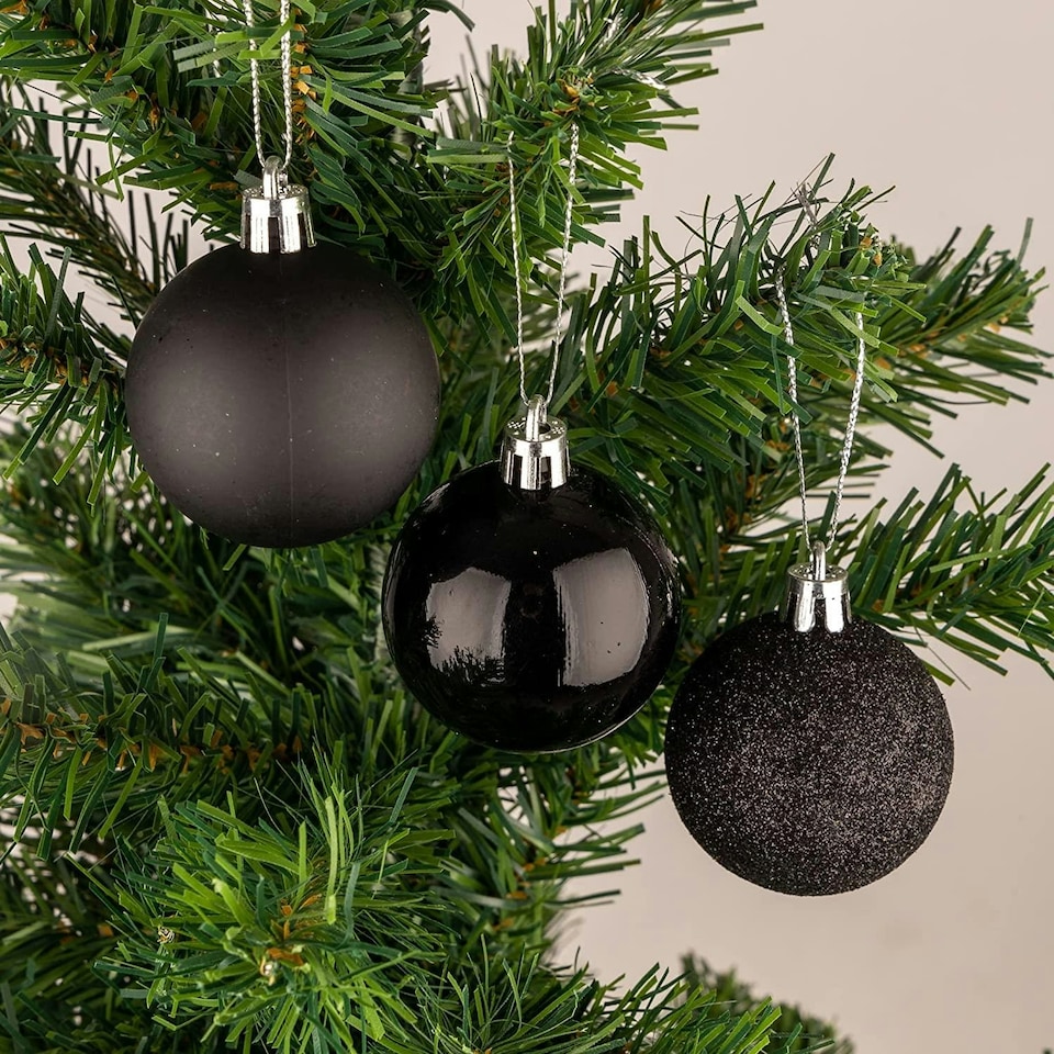 image 1 of 50mm/9Pcs Christmas Baubles Shatterproof Black,Tree Decorations