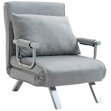 HOMCOM Sofa Bed Foldable Portable Sleeper Lounge w/ Pillow Light Grey
