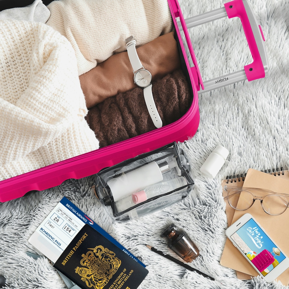 image 1 of Flight Knight 29" Extra Large Suitcase – 20kg Capacity Hard Shell Check-In Luggage with 4 Wheels 100+ Airlines Approved: Ryanair, EasyJet, Jet2, Wizz Air, BA | Pink | Pink | Large