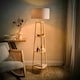image 1 of ValueLights Hiru Wooden 3 Tier Shelf Floor Lamp with White Drum Shade White