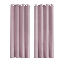 Lilac Lined Blackout Eyelet Curtains - 46 x 54 Inch Drop - 2 Panel Purple