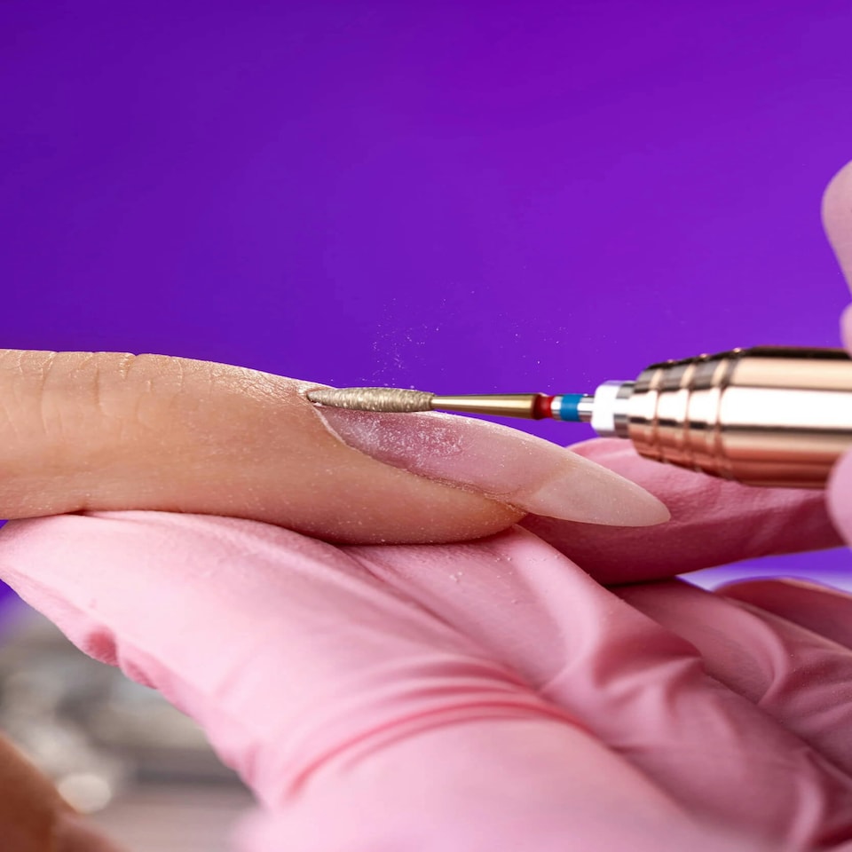 image 1 of IQ Nails DuoFrez Diamond Nail Drill Bit Long Flame Shape Fine Standard 2.1mm ZRN Coating 243R.FM.021_ZRN