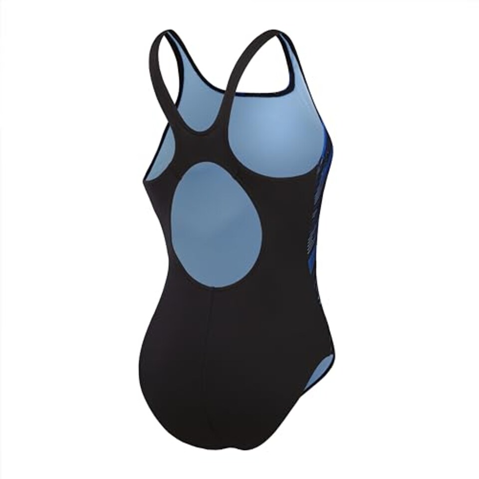 image 1 of Speedo Women's Hyperboom Placement Muscleback Swimsuit Chlorine Resistant, Black/Curious Blue/True Size 32
