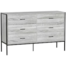 Vida Designs Brooklyn 6 Drawer Chest of Drawers Industrial Bedroom Storage, Grey