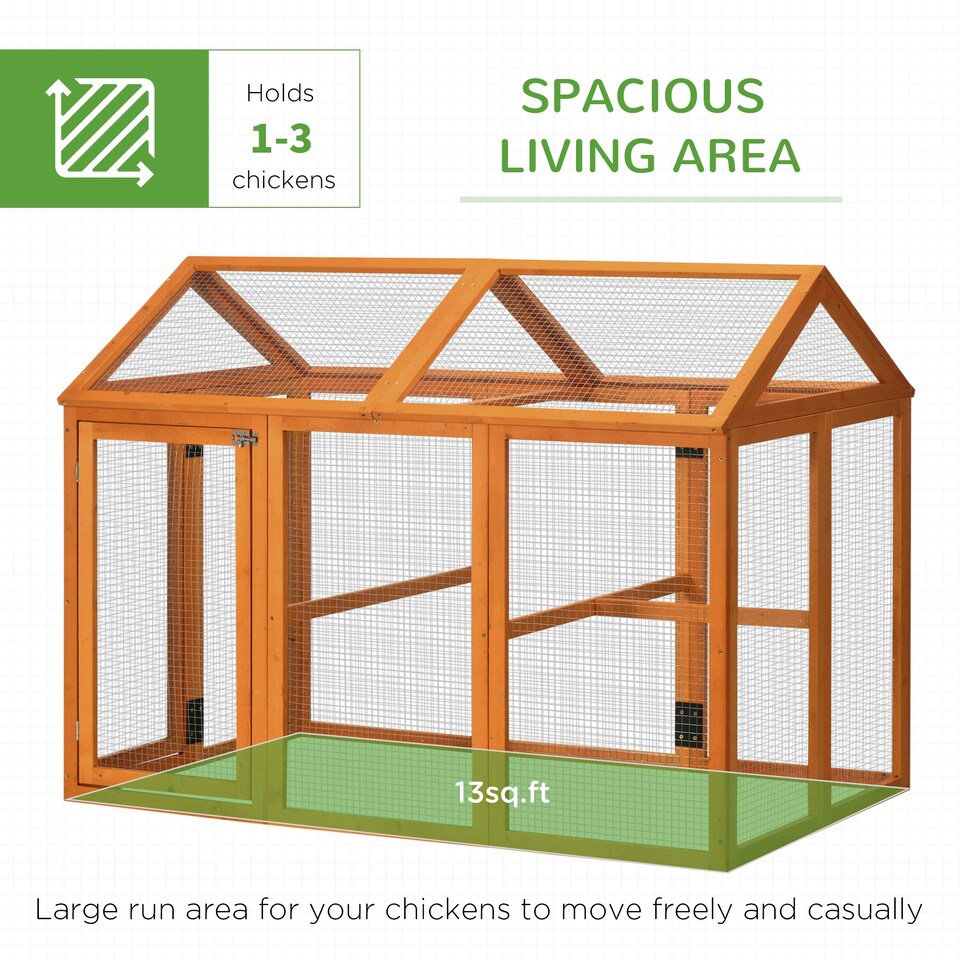 image 1 of PawHut Chicken Run, Wooden Chicken Coop w/ Combinable Design - Orange