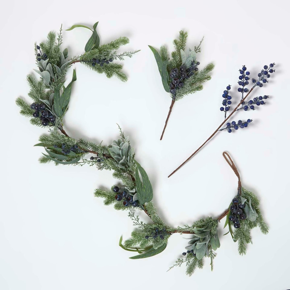 image 1 of Homescapes Artificial Blueberry Garland, 150 cm