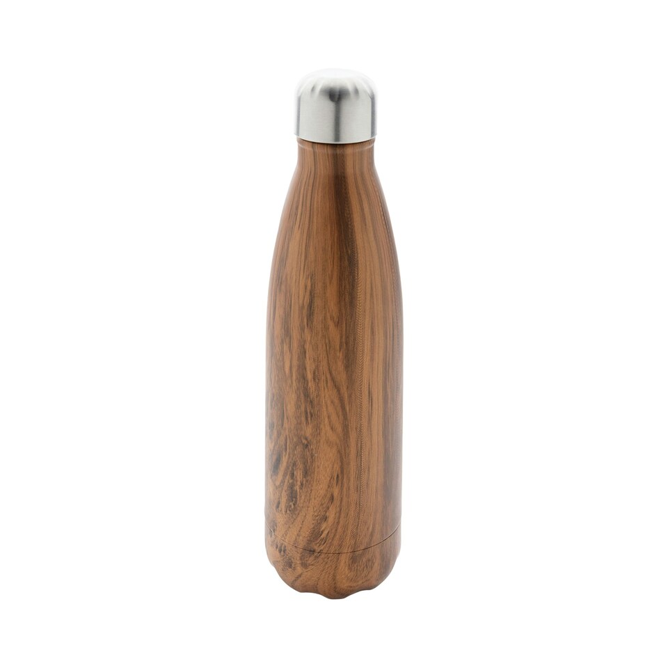 image 1 of XD Collection Wood Effect Stainless Steel 500ml Bottle - Brown - One Size Brown | One Size