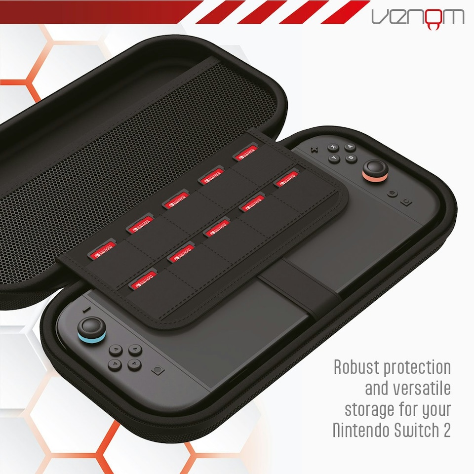 image 1 of Venom Nintendo Switch 2 Carry Case with Screen Protector Black