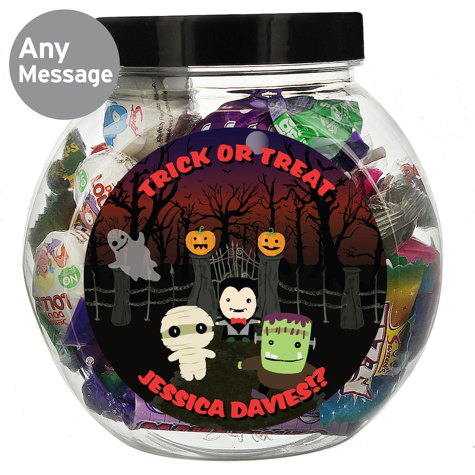 image 1 of Personalised Halloween Characters Sweet Jar