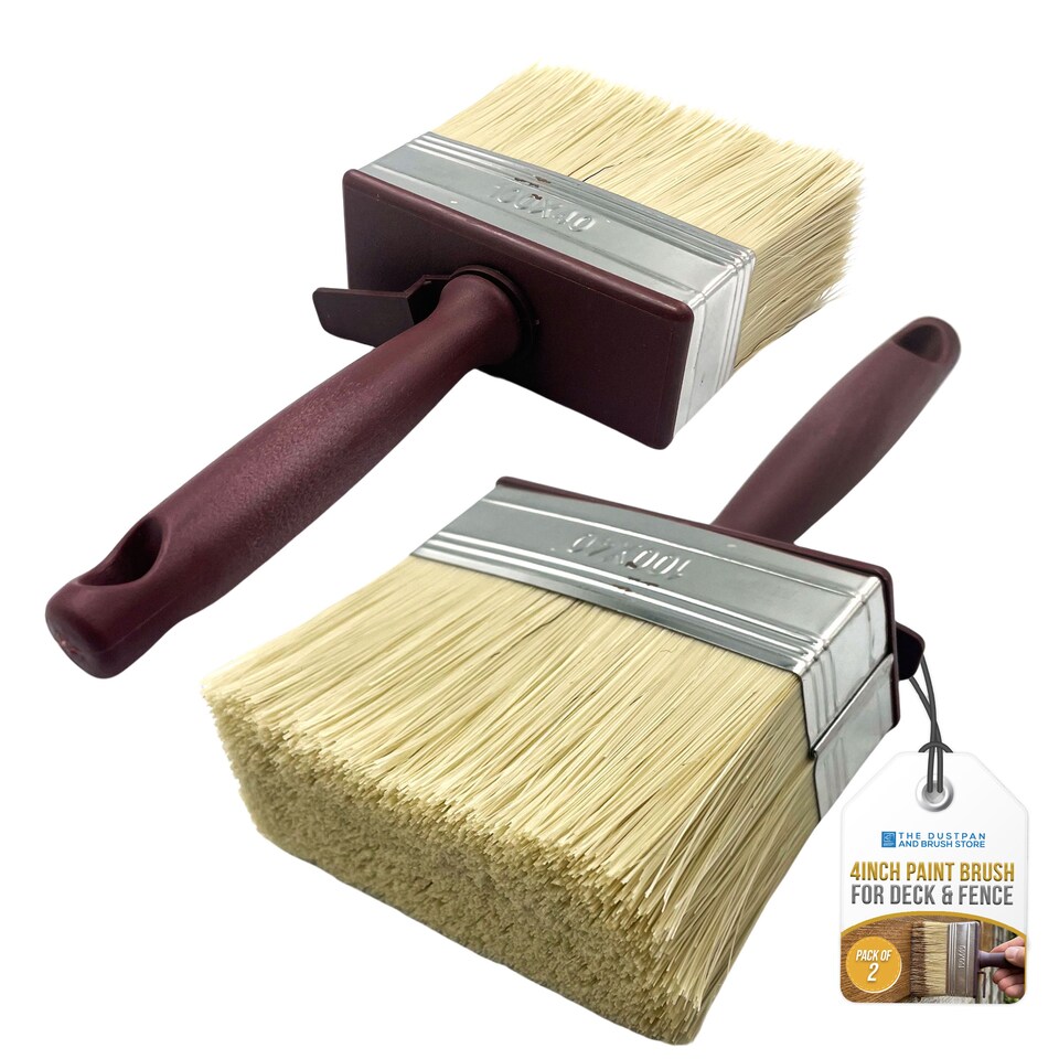 image 1 of Shed and Fence 4 Inch Paint Brushes Large Block Brush Set for Wood Treatment & Stain - Pack of 2