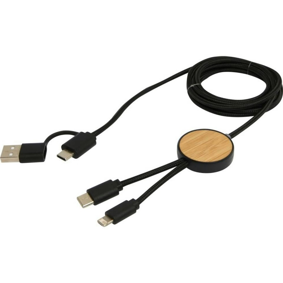 image 1 of Chechia Bamboo 5 in 1 Charging Cable - Solid Black - One Size