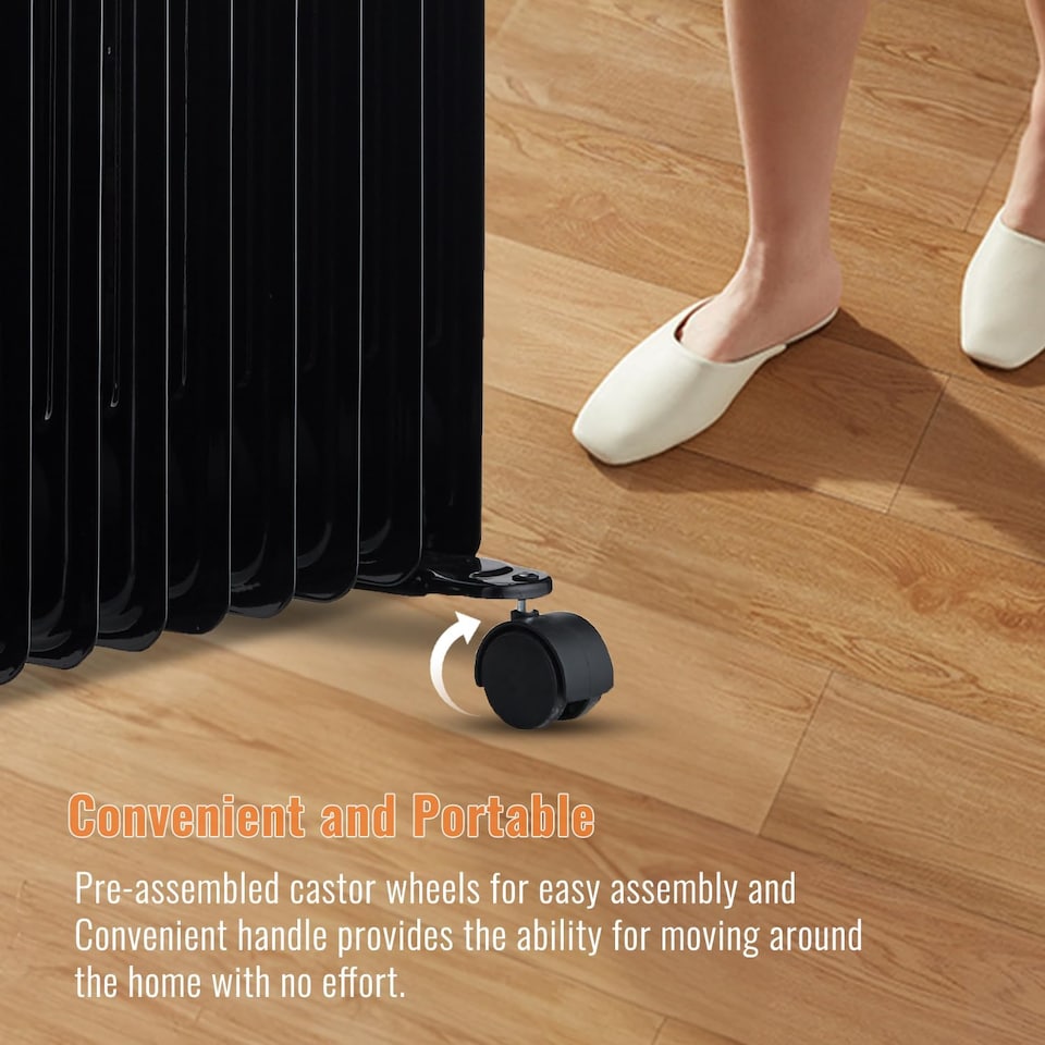 image 1 of 2500W Oil Filled Radiator with 11 Fins Black