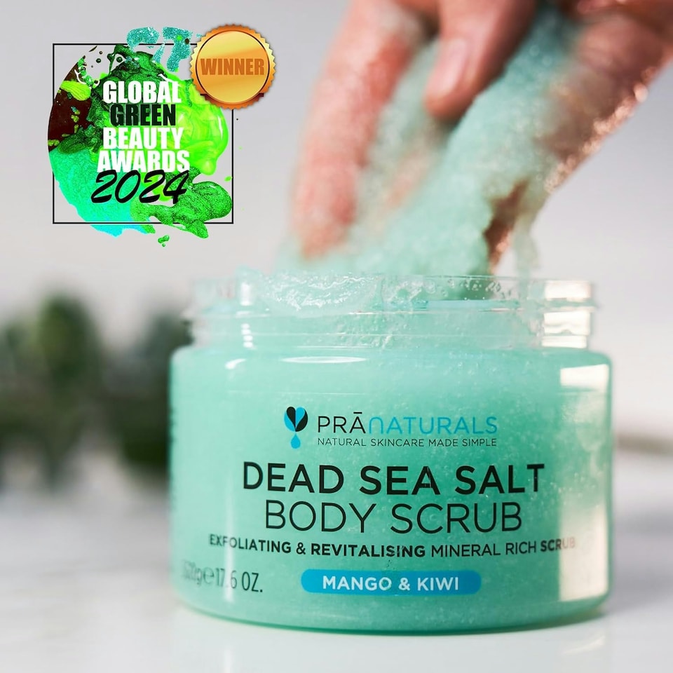 image 1 of PraNaturals Dead Sea Salt Body Scrub - Mango & Kiwi 500g