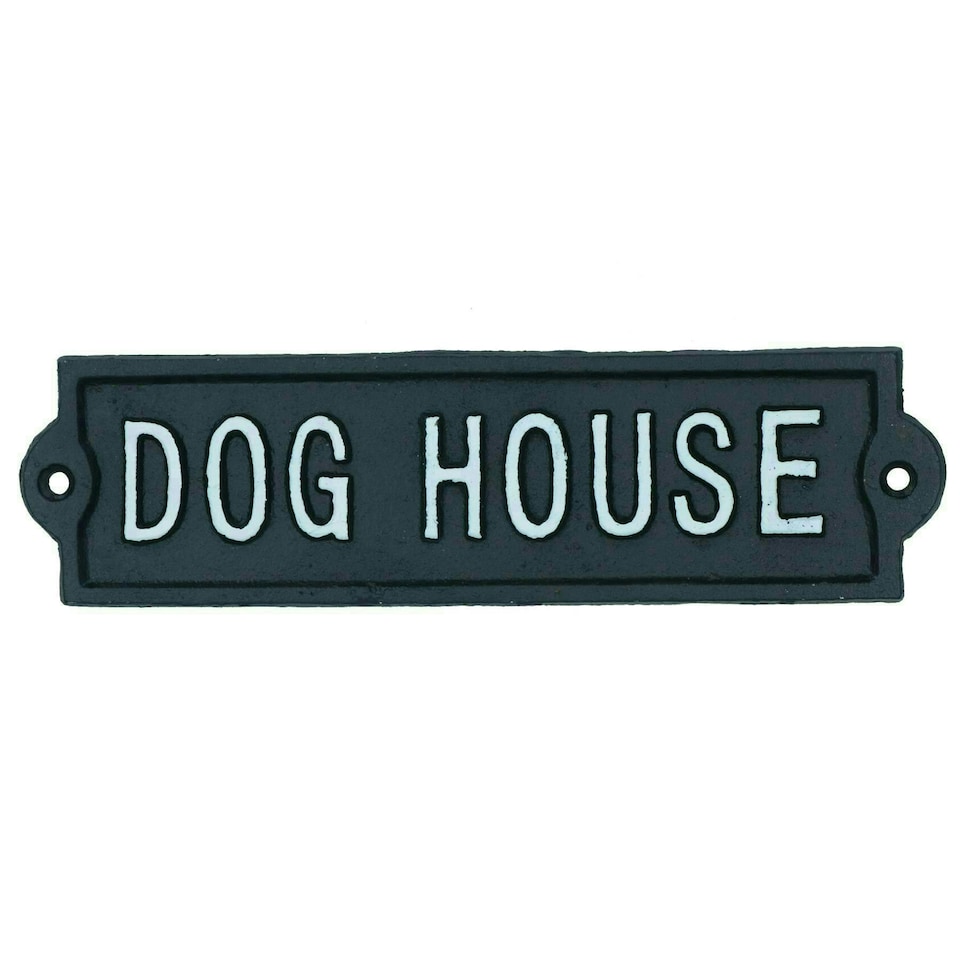 image 1 of Dog House Cast Iron Sign Plaque Wall Door Fence Gate Post House Garden Yard