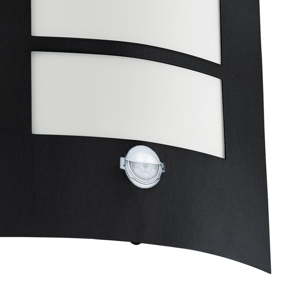 image 1 of EGLO City 1-Light Black Outdoor Wall Lamp With Motion Sensor