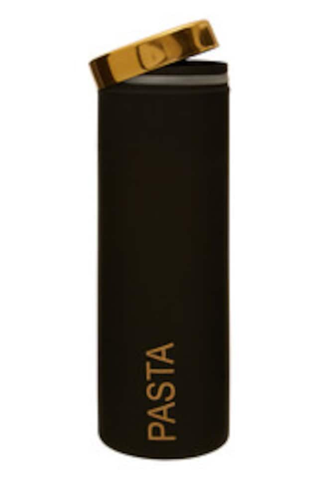 image 1 of Liberty Black Enamel Pasta Canister With Gold Lid