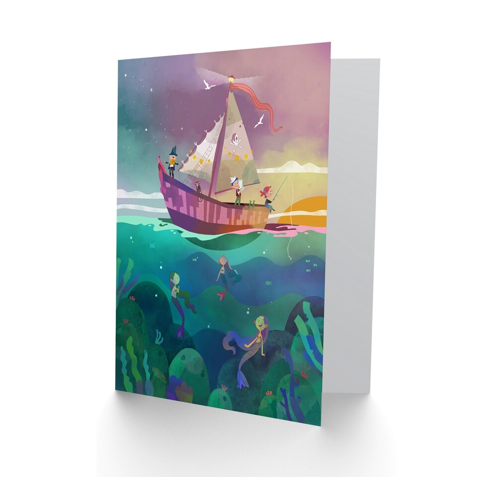 image 1 of Pirates Mermaids Kids Birthday Child Kids Card