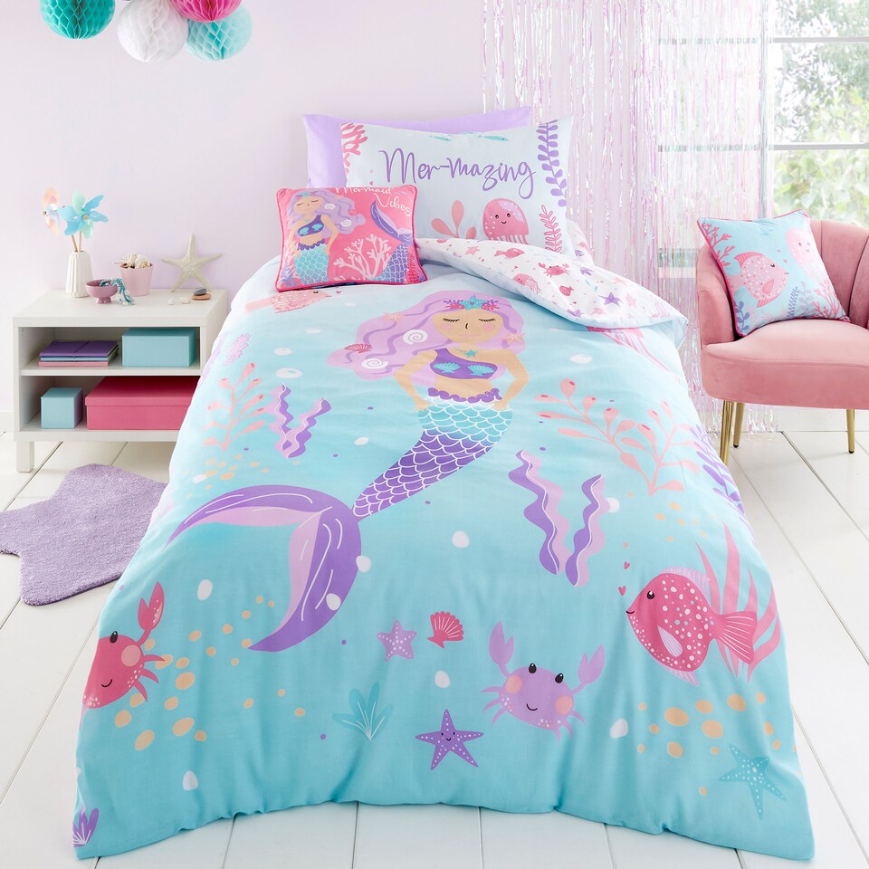 image 1 of Bedlam Mermaid Vibes Duvet Cover Set Aqua