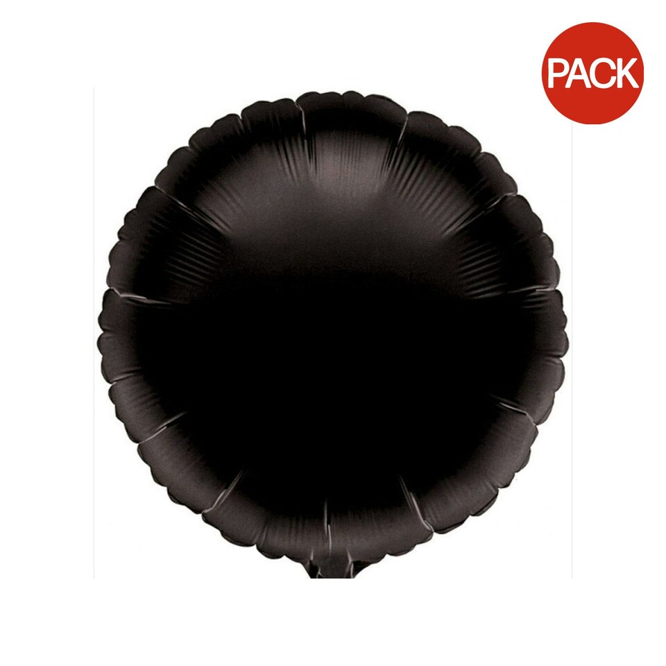 Realmax Round Foil Balloon (Pack of 10) - Black - One Size