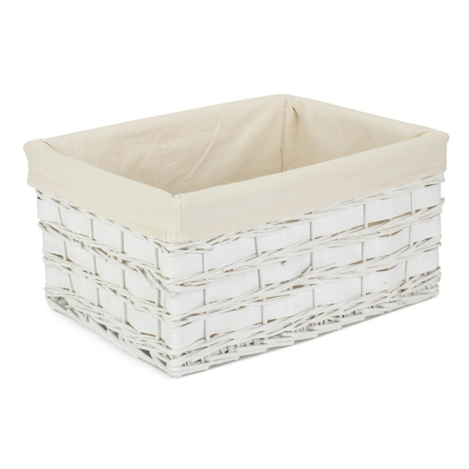 image 1 of White Scandi Storage Basket with White Lining White | White | M