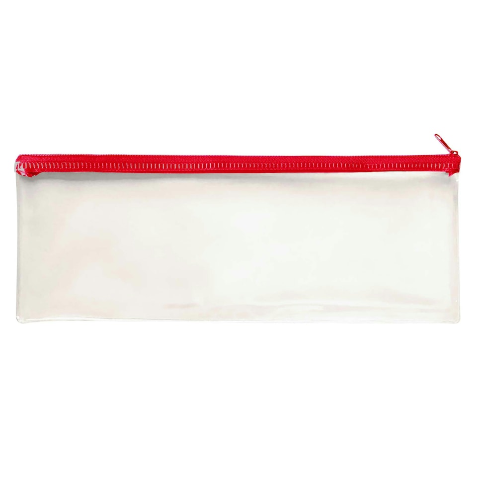 image 1 of Janrax 13x5" Red Zip Clear Exam Pencil Case