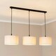 image 2 of ValueLights Reni Grey Drum Shade 3 Drop Bar Matte Black Diner Ceiling Light with LED Bulbs Black
