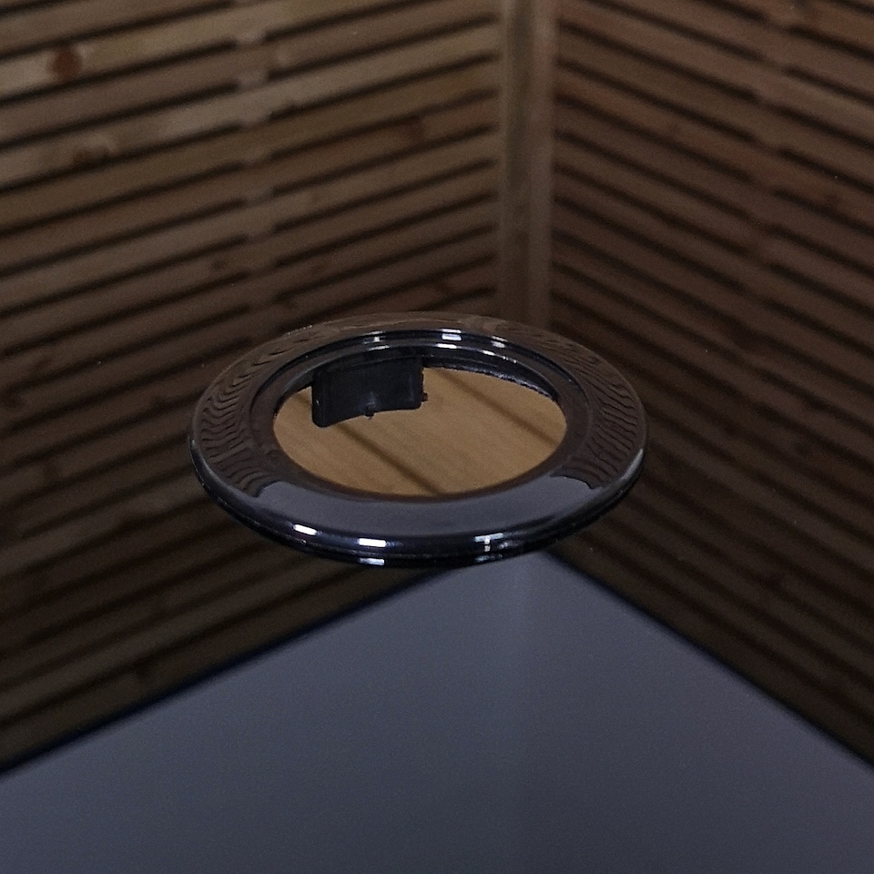 image 1 of 6 Person Rectangular Black Garden Patio Table with Glass Top & Parasol Hole