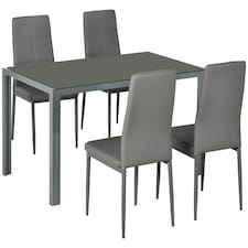 HOMCOM 5 Piece Dining Set Table and 4 Chairs Set for 4 Persons
