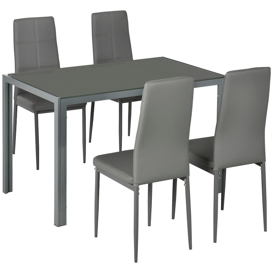 image 1 of HOMCOM 5 Piece Dining Set Table and 4 Chairs Set for 4 Persons