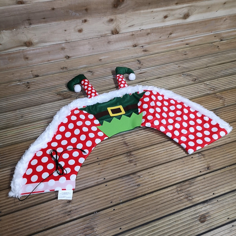 image 1 of 60cm Elf USB LED Fabric Christmas Tree Skirt with Timer Function in Warm White