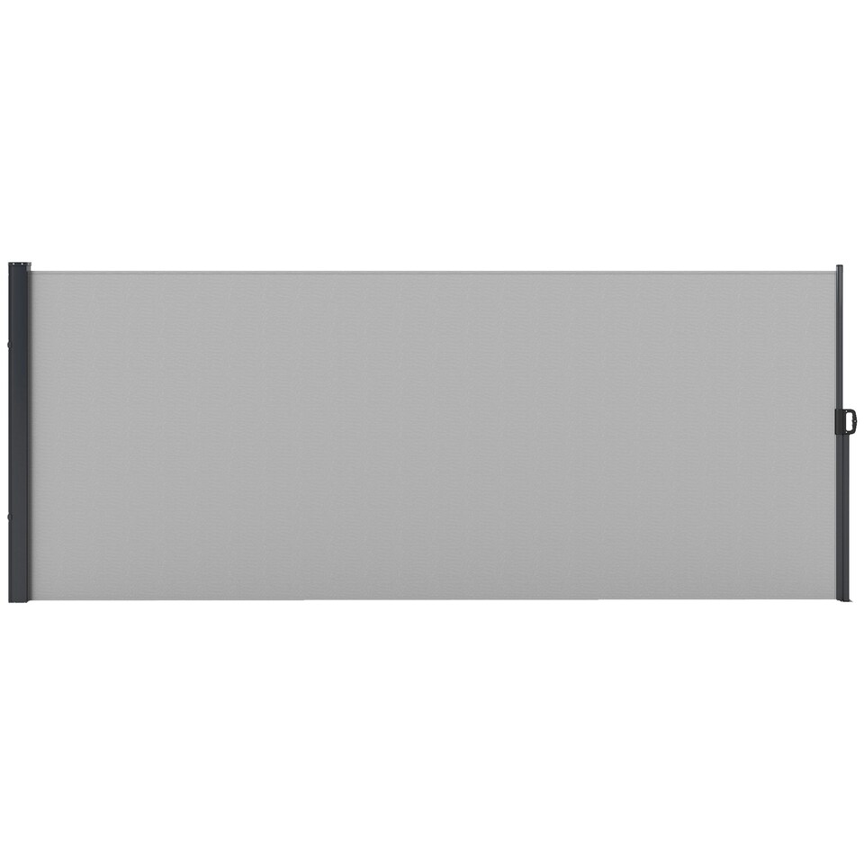 image 1 of Outsunny Side Awning Retractable, Privacy Screen, 400x160cm, Light Grey Grey