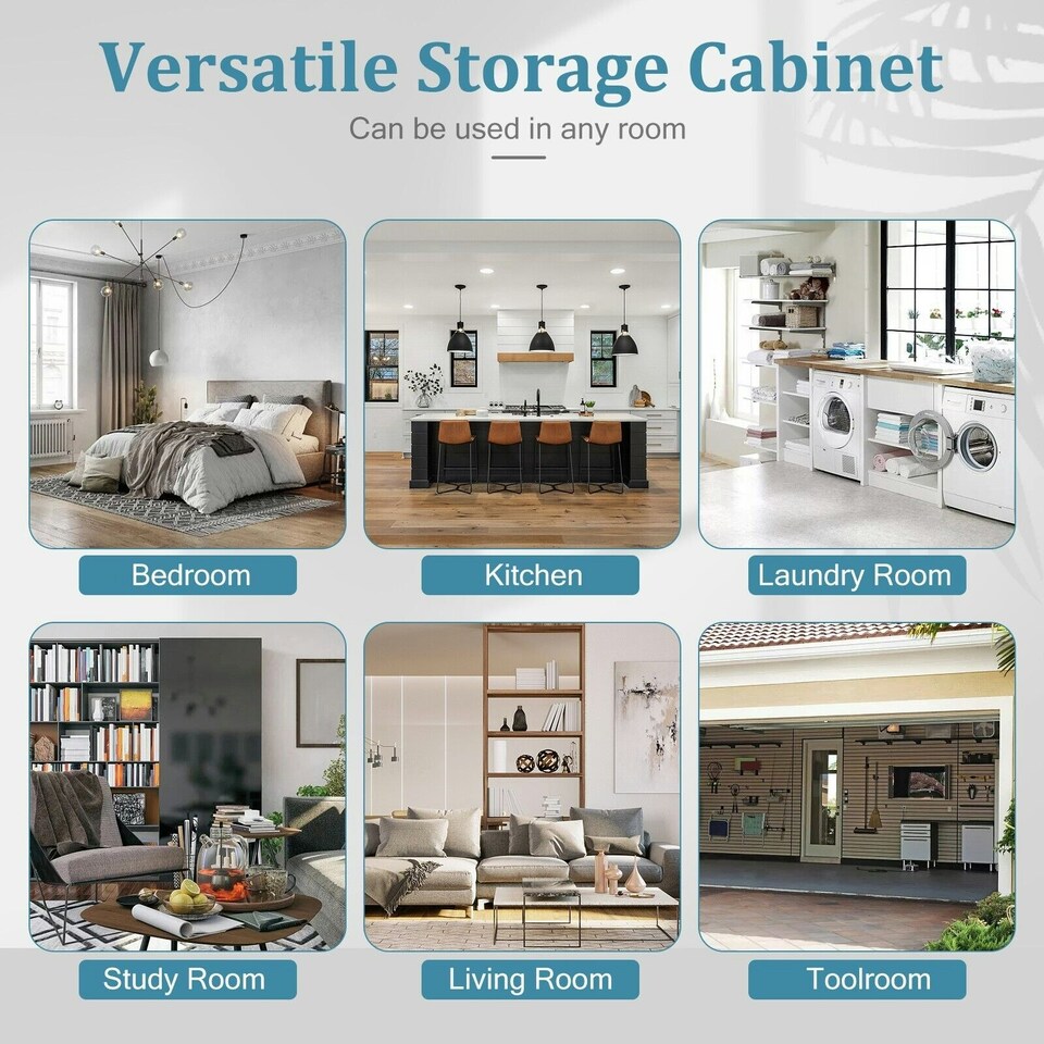image 1 of COSTWAY Wooden Storage Cabinet with 2 Doors and Adjustable Shelves White