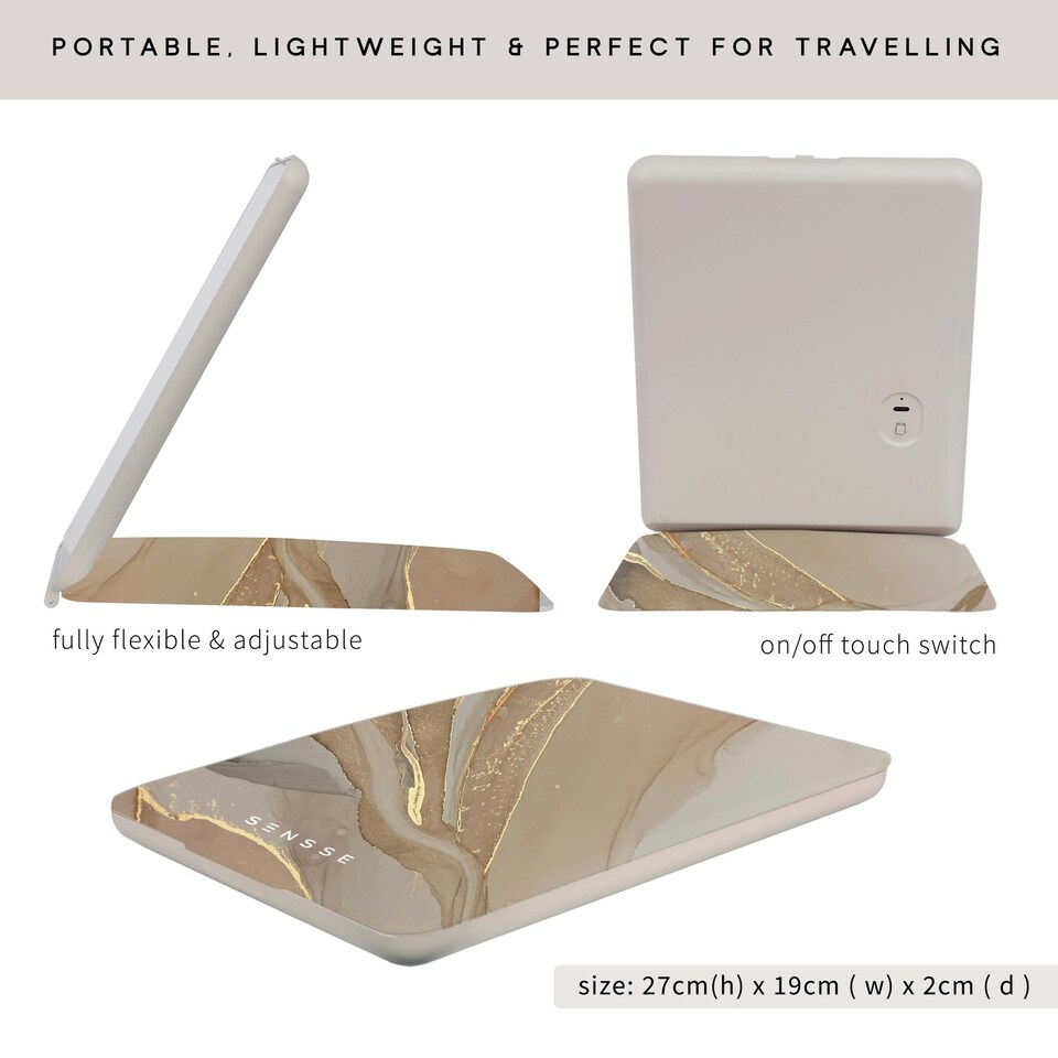 image 1 of Sensse Modern Marble LED Glow Up Mirror Gold