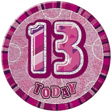 Unique Party Glitz 13th Birthday Badge - Pink - One Size