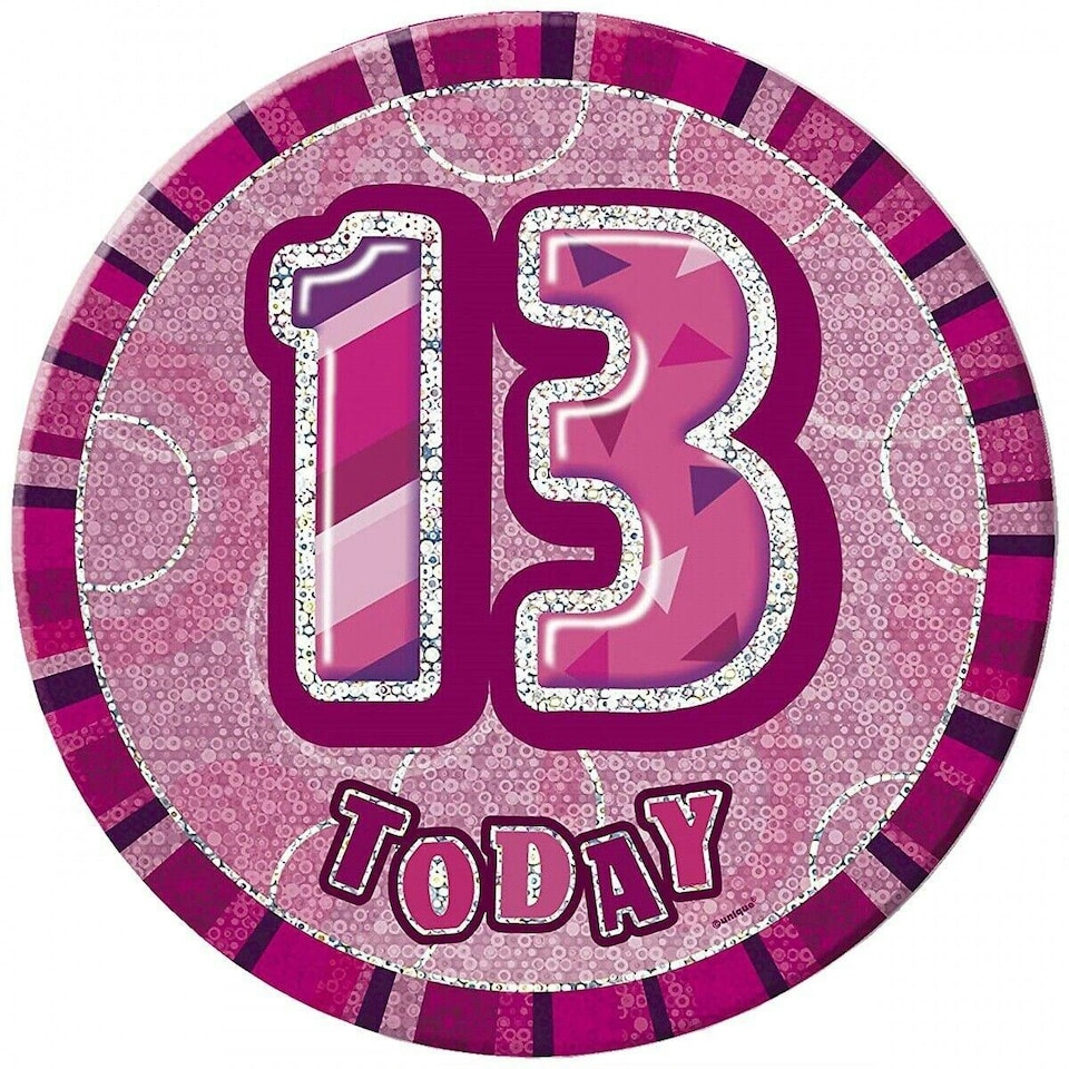Unique Party Glitz 13th Birthday Badge - Pink - One Size