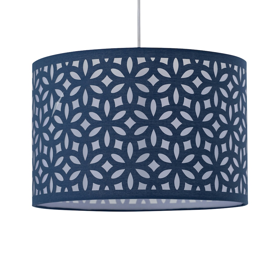 image 1 of Navy Blue Laser Cut 30cm Pendant Lightshade Blue