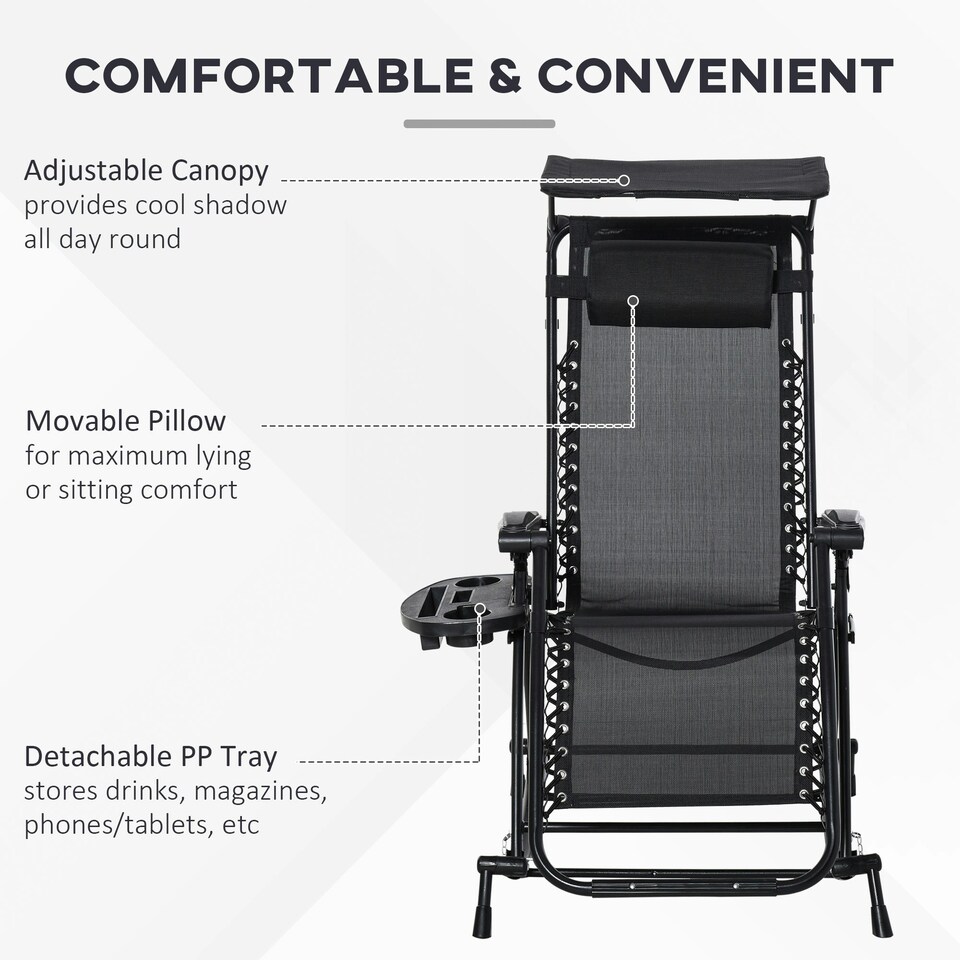 image 1 of Outsunny Folding Recliner Chair Outdoor Lounge Rocker Zero-Gravity Seat