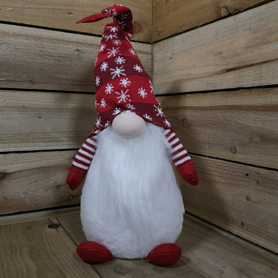 image 1 of Festive Christmas 66cm LED Lit Snowflake Sitting Gonk - Red