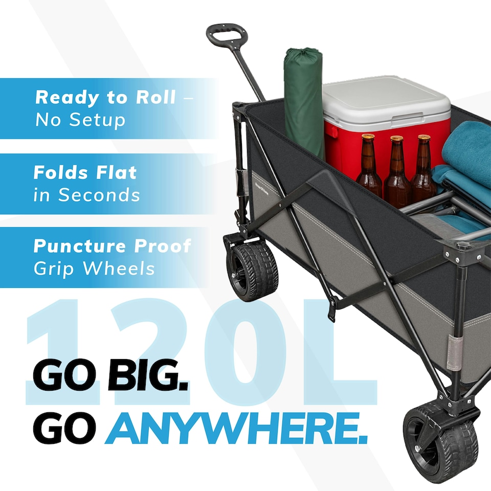 image 1 of 220L Foldable Utility Trolley Garden Home Camping Festivals No Assembly 220kg Load