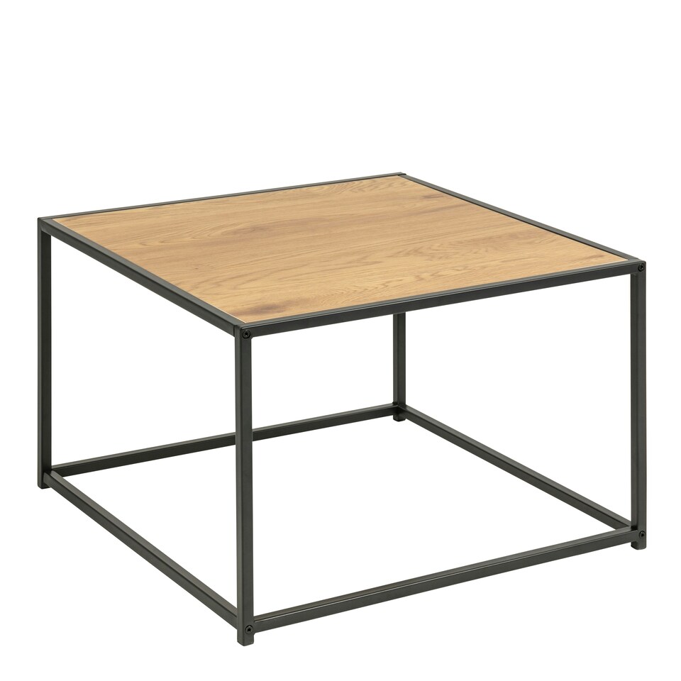 image 1 of Seaford Black Metal Coffee Table with Oak Top