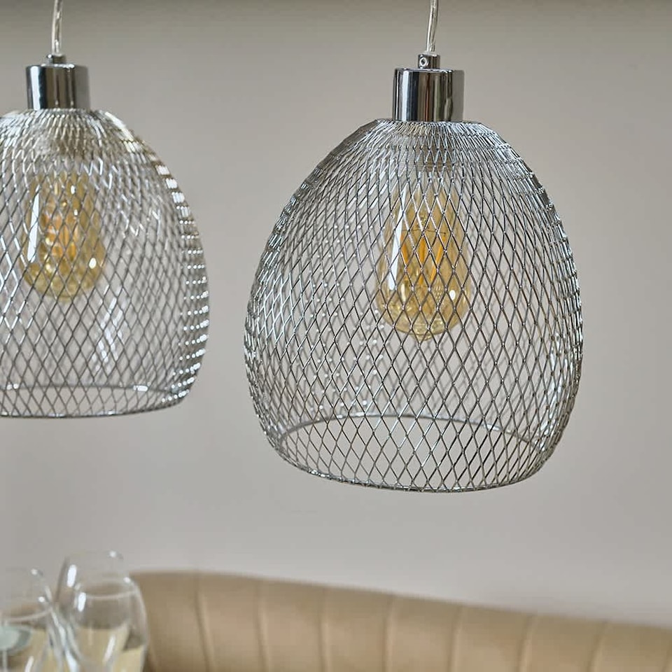 image 1 of ValueLights Novo 3 Way Brushed Chrome Ceiling Light and Bulbs