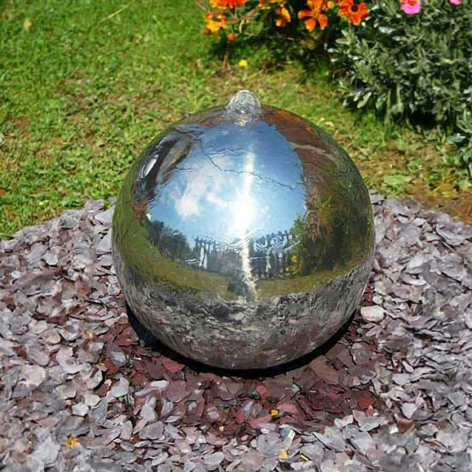 image 1 of Primrose Polished Stainless Steel Sphere Water Feature Lights No Reservoir 120cm