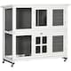 image 1 of PawHut Rabbit Hutch, Guinea Pig Cage with Wheels & Slide-out Trays, Grey