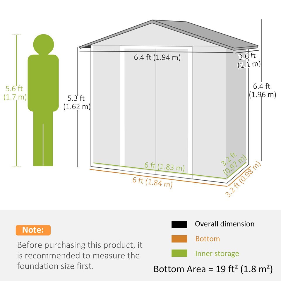 image 1 of Outsunny 6.5x3.5ft Metal Garden Shed for Garden, Brown Wood Effect Brown
