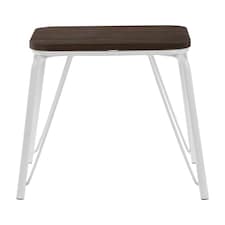 Interiors by Premier White Metal and Elm Wood Stool, Small Square Stool, Accent Wooden Stool for Home, Office