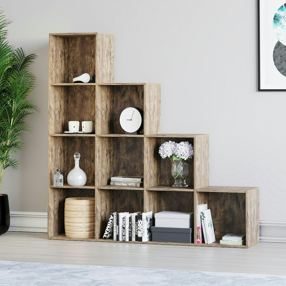 image 1 of Vida Designs Durham 10 Cube Storage Boockase Display Unit, Dark Wood