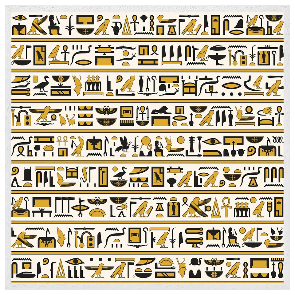 image 1 of Ancient egyptian hieroglyphs (Picture Frame) White | S