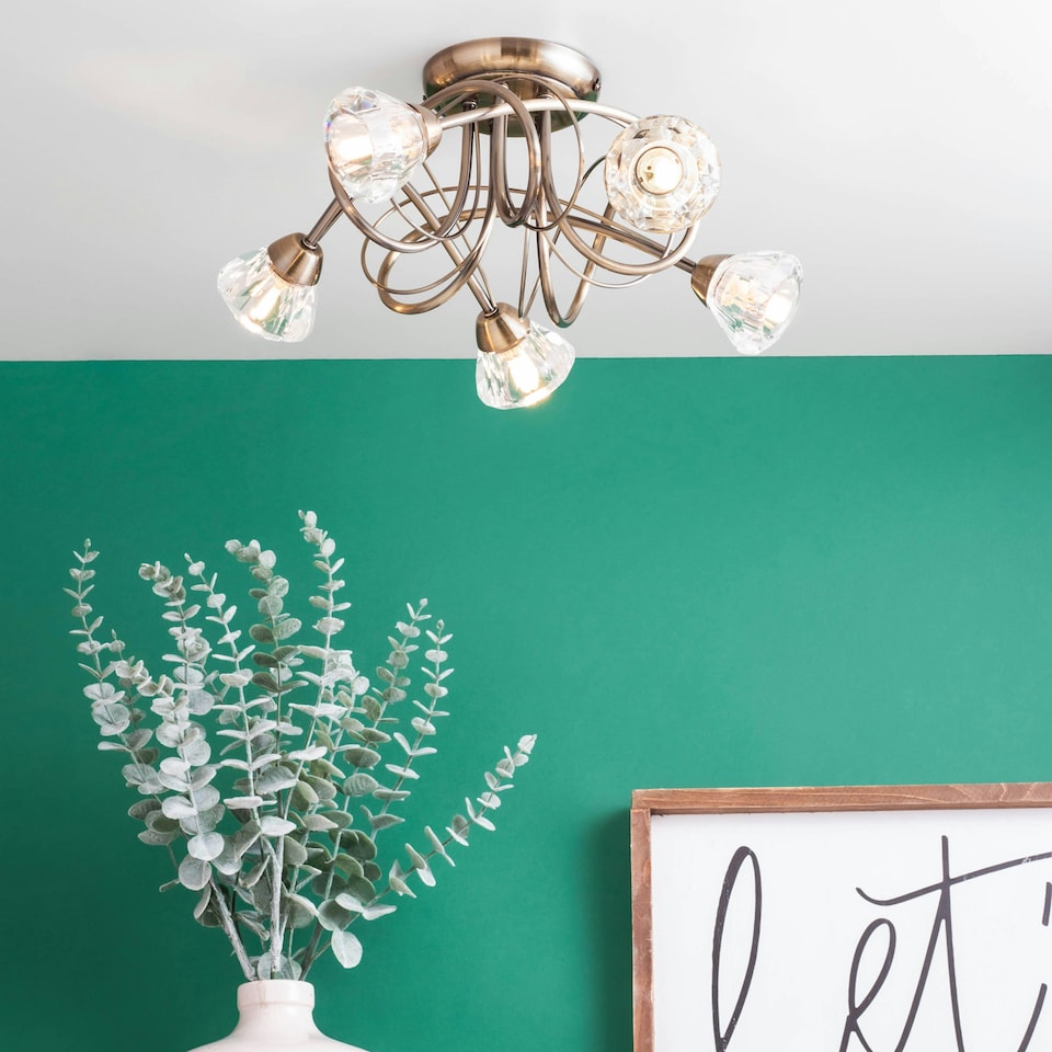 image 1 of BHS Marianne 5 Light Flush Ceiling Light | Bronze | Antique Brass | 1